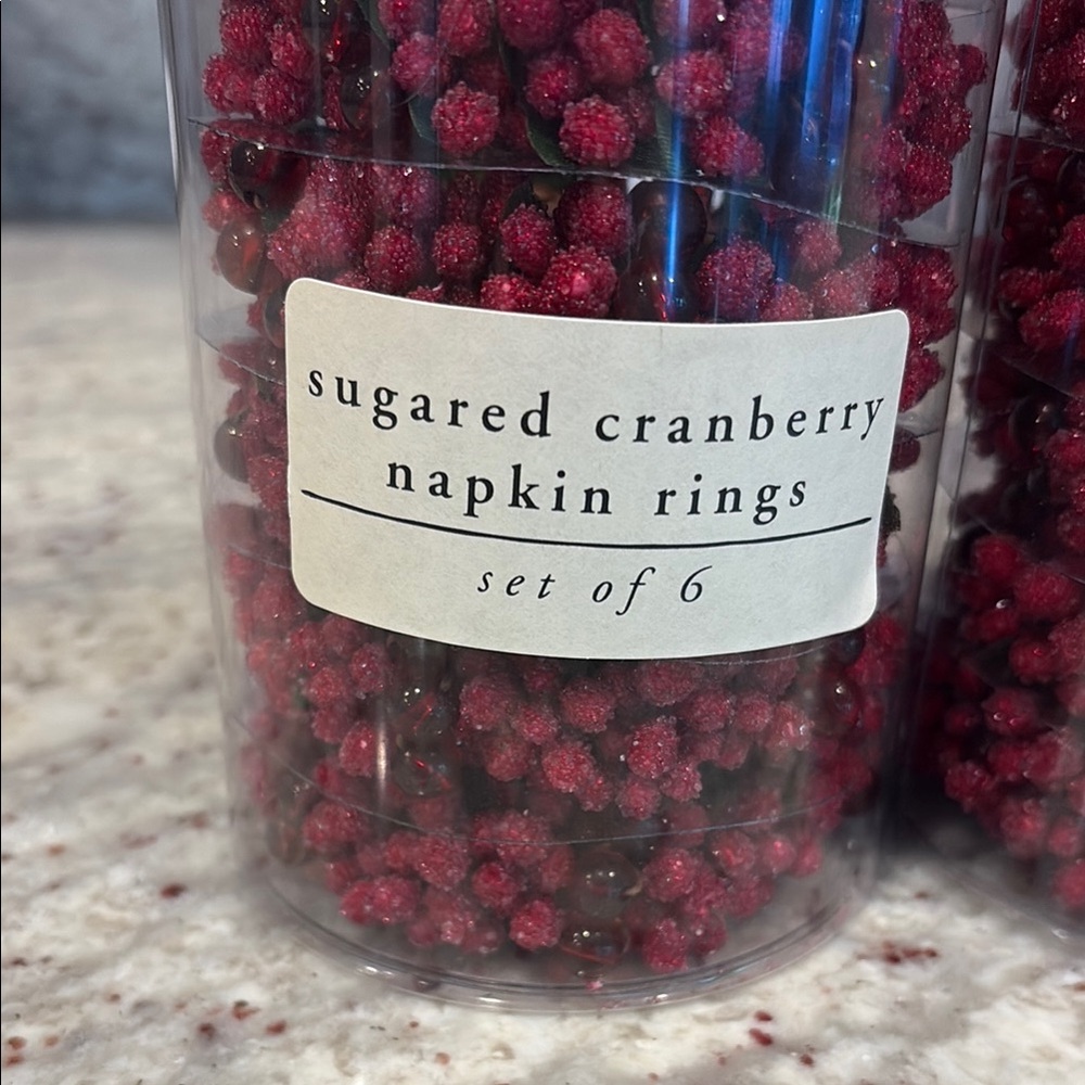 Sugared Cranberry Napkin Rings 2 Sets of 6
